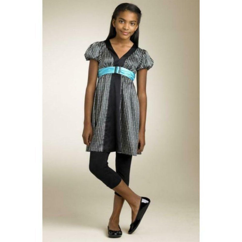 Hype Pearl Strands Charmeuse Dress Puff Sleeve 12